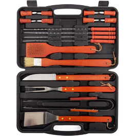 Набір для гриля InnovaGoods 12 предметів з нержавіючої сталі, чорний, зі стійкими до нагрівання ручками та сумкою для зберігання