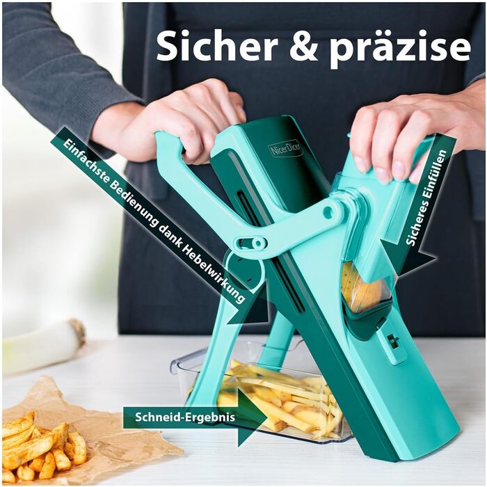 Nicer Dicer Mandoline 12-ти частинний набір для нарізки овочів, слайсер, овочевий гострий ніж, для нарізки соломкою, слайсами, кубиками, кухонний овочевий слайсер, турквіс/зелений