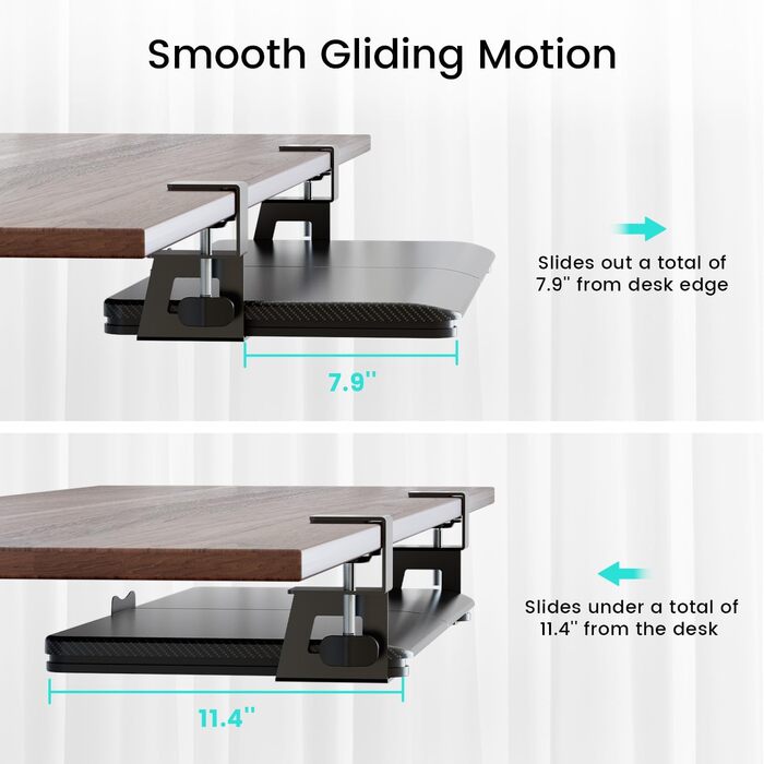 Підставка для клавіатури NearHub, висувна, під стіл, карбоновий дизайн, 65x30 см