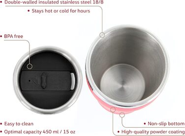 Термокружка BRISA VW Collection Volkswagen GTI, 450 мл, чорна/червона