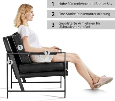 Крісло-реклайнер Yaheetech Retro з металевим каркасом та штучною шкірою (2 шт., чорний)