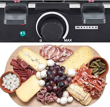 Ракулетка Melissa 16300026 з грилем для 8 осіб, 1200 Вт, регульована температура, чорний колір