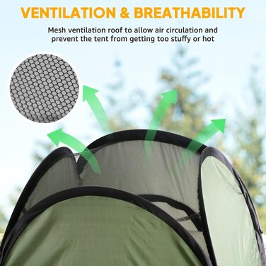 Зручне намет-роздягальня для кемпінгу та відпочинку на природі Chihee - розкладний туалет/душ, армійного кольору