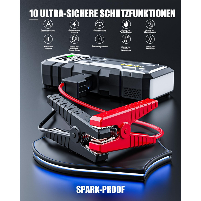 Powerbank Starthilfe 7000A з компресором та LED-ліхтариком: 160PSI, 12V для бензинових та дизельних авто (10L)