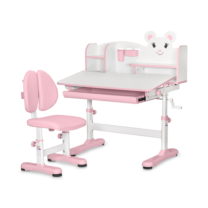 Комплект меблів (стіл + стілець + полиця) Mealux BD-29 Panda XL Pink (арт. BD-29 PN)