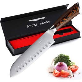 Професійний ніж для кухні Nakiri, 7 дюймів, ніж-сіка, з нержавіючої сталі з високим вмістом вуглецю, надзвичайно гострий, для кухні та ресторану (ніж Сантоку)