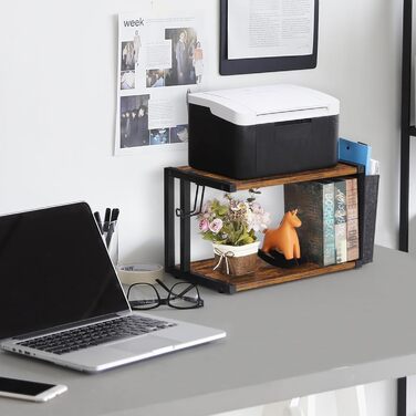 Стіл для принтера Shinoske з 2 рівнями, мобільний, з дерева та металу, 45x29x33 см