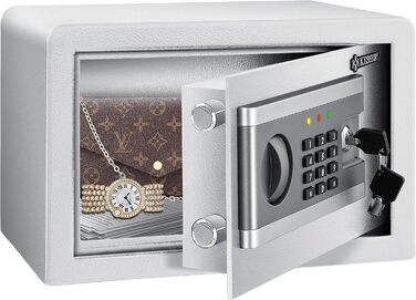 KESSER® Електронний сейф | 38x30x30 см | з батарейним відсіком | 3-х болонний замок | Настінний/підлоговий сейф | Внутрішнє освітлення | Срібний