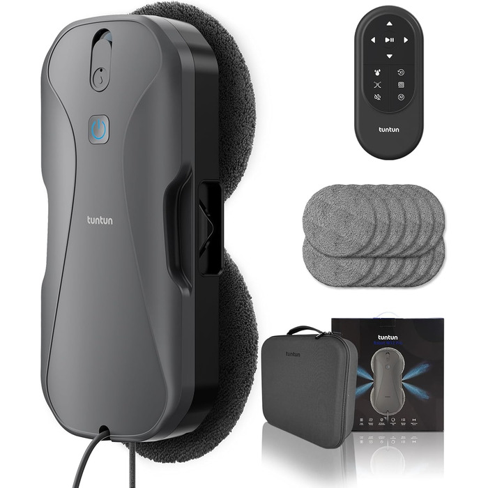 Робот-прибиральник вікон Tuntun W12pro: 5300Pa, 4-Wege система, інтелектуальна навігація, бокс для зберігання, для гладких поверхонь