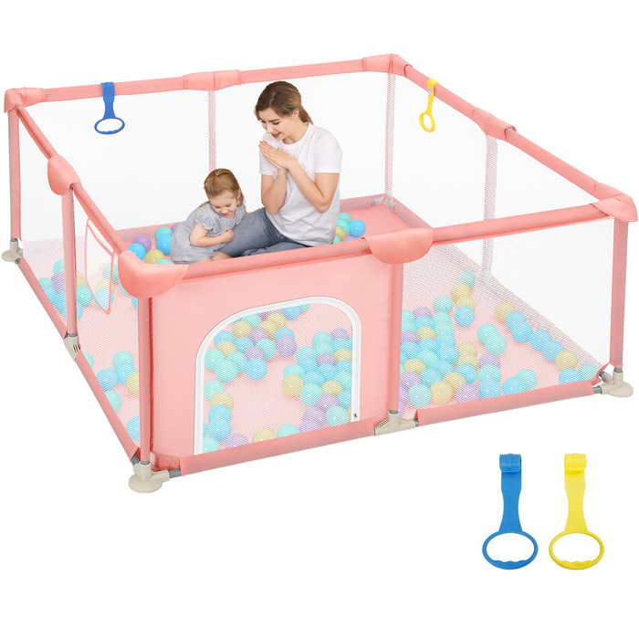 Дитячий манеж Dripex 124x124 см з дихаючою сіткою, сірий. Манеж для ігор, безпечний, з тканини Oxford 210D