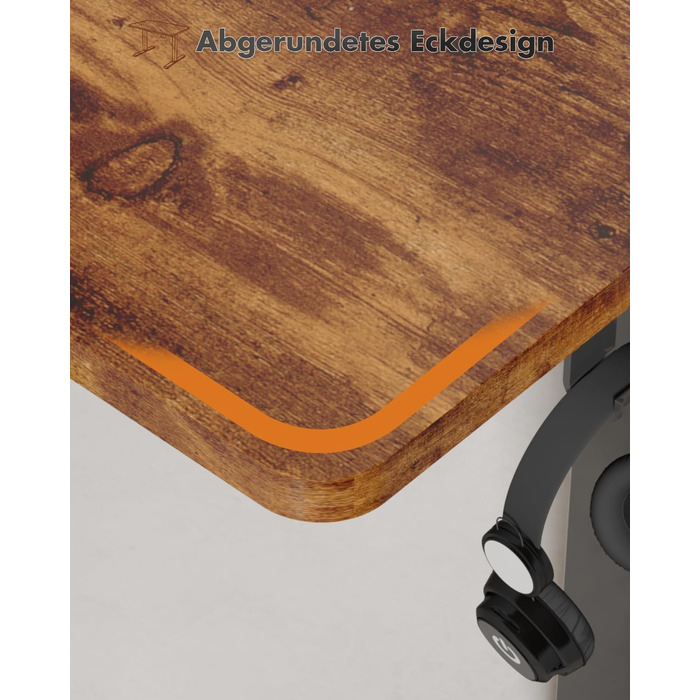 Електричний регульований стіл Devoko 120x60 см, стабільний офісний стіл, стіл для стоячи/сидячи, комп'ютерний стіл з функцією пам'яті, (Коричневий)