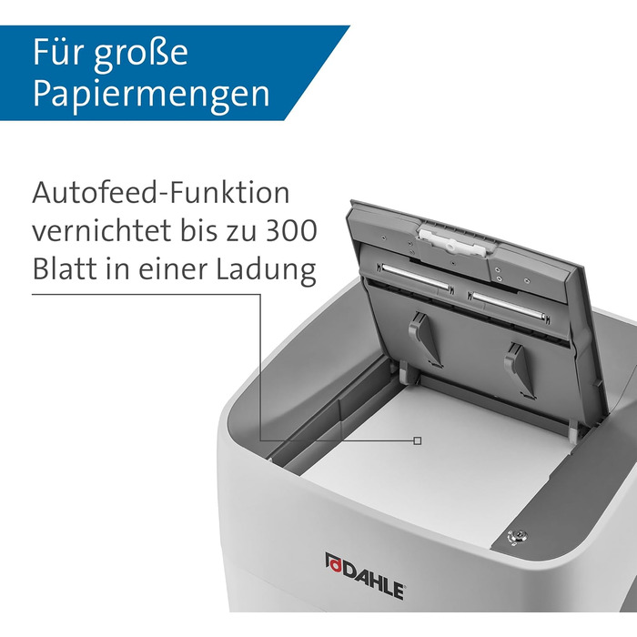 Шредер Dahle ShredMATIC 90 Aktenvernichter з автоподачею, P-4, P5, 300 аркушів, світло-сірий/сірий