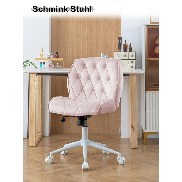 Крісло для дому та офісу Symino з регульованою висотою, функцією гойдання 12°, обшите штучною замшею, 360° обертання, ергономічне, до 150 кг, велике, рожеве
