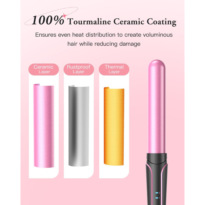 BESTOPE PRO Локкенстаб: Набір для створення локонів з 3 насадками, 5-в-1. Регулювання температури, швидкий нагрів, рукавичка, 2 кліпси, рожеве золото (золотий)