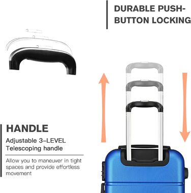 Валіза ручної поклажі KONO 55x38x22 см, 33 літри, ABS, Marineblau