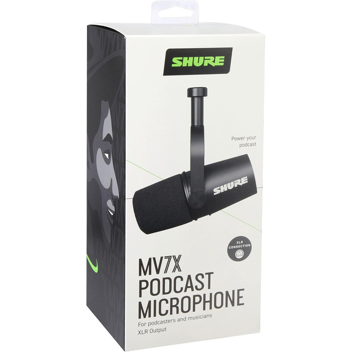 Динамічний XLR мікрофон Shure MV7X для подкастингу та вокалу, професійна якість, Voice Isolation, чорний