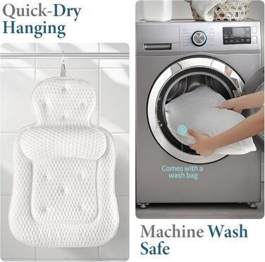 Подушка для ванни на голову та шию, бежева, 3D-сітка, 54 присоски - комфортний аксесуар для релаксу у ванні