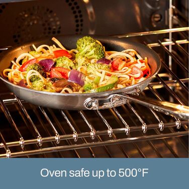 Сковорода All-Clad D5 25.4 см з антипригарним покриттям, з нержавіючої сталі, 5-шарова, для індукції, сумісна з духовкою, 500F, для приготування млинців та яєць, професійний посуд, срібна