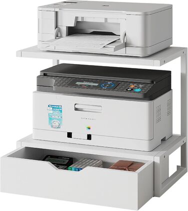 Підставка для принтера IBUYKE 2-ярусна, стіл з полицею для офісу, органайзер для паперів, книг, сканера, факсу, білого кольору TLJ015W