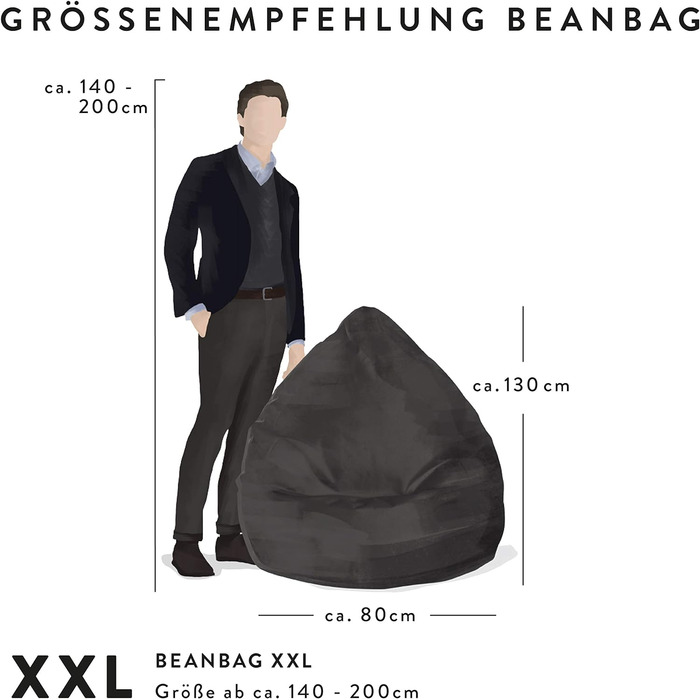 Тільки від MAGMA Beanbag ALFA Velours чорний XXL приблизно 300 л