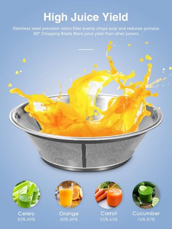 Соковитискач Reemix для овочів та фруктів, професійний з нержавіючої сталі, 500W, 3 швидкості (Чорний)