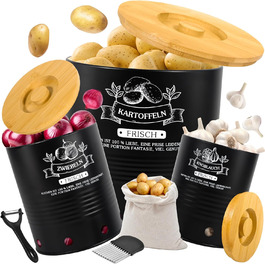 Набір для зберігання картоплі та цибулі: контейнер, ніж для картоплі, ніж для чищення, тканинна сумка