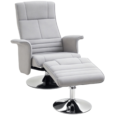 Крісло-масажер HOMCOM з пуфом, регульована спинка, 78 x 95 x 88 см, світло-сірий