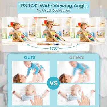 Відеоняня Blemil з 2 камерами, 4.3'' IPS монітором Split-Screen, зумом 2X та акумулятором на 29 годин, функція повороту та нахилу (без Wi-Fi)