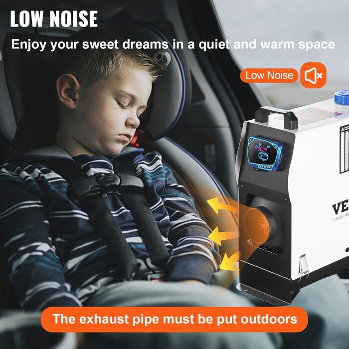 VEVOR 12V дизельний опалювач 8KW - авто опалення, повітряний опалювач для авто, RV, човнів, вантажівок, будинків на колесах, автобусів з червоним LCD-вимикачем та 1 виходом для повітря