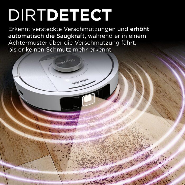 Робот-пилосос Shark PowerDetect з автопорожненням, самоочищення, до 60 днів роботи, для шерсті тварин, килимів та твердих підлог, з 3D та LiDAR навігацією, 14,5 см, білий