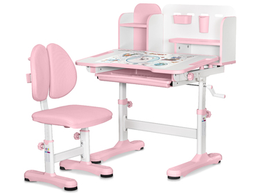 Комплект меблів (стіл + стілець + полиця) Mealux BD-28 Panda Pink (арт. BD-28 PN)