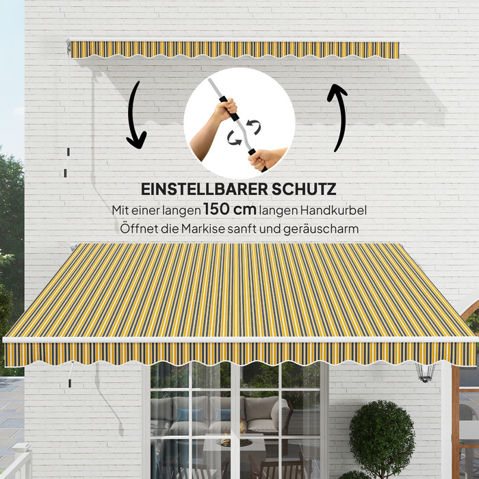 Маркіза для захисту від сонця, сонцезахисний дах, 3,5 м x 2,5 м, жовтий + сірий