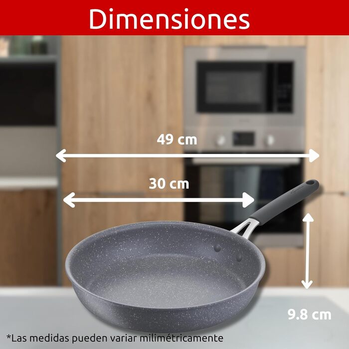 Сковорода Lagostina Tempra Mineral з антипригарним покриттям, 30 см, сталь/алюміній, силіконові ручки, ефект каменю, для всіх типів плит