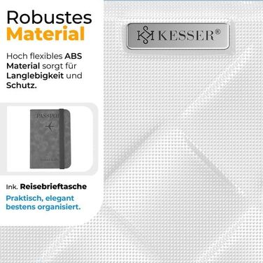 Набір валіз KESSER® 3 шт. | ABS валізи з кодовим замком, ваги для валіз та органайзер для документів | Ручна поклажа та великі валізи для подорожей та бізнесу (Snow White)