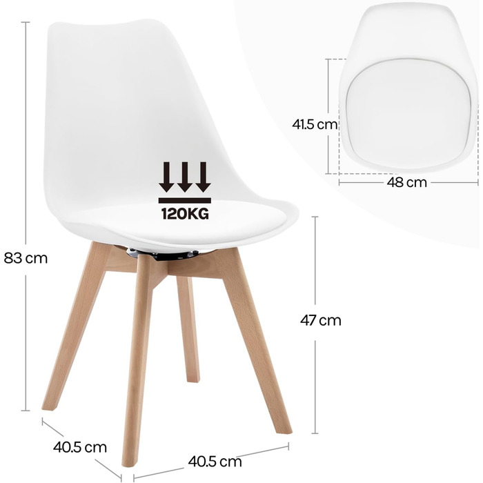 Стільці для їдальні WOLTU, набір 2 шт, з обертанням, з масиву дерева та штучної шкіри, до 100 кг, сучасний дизайн