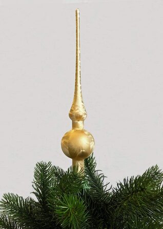 Джек Різдвяна ялинка мереживо Тюрінгського скла 28 см мереживо ручної видувки крижаний лак глянсовий матовий, Колір (золотий)