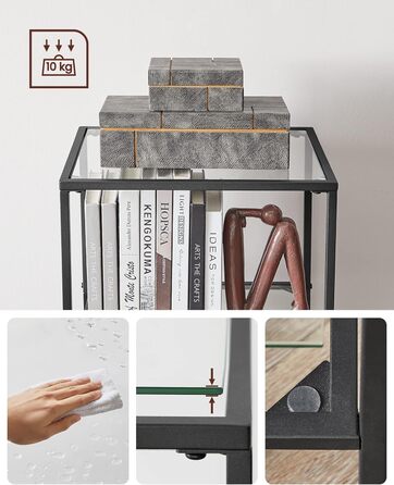 Регал VASAGLE з 5 полицями, для ванної кімнати, вітальні, кухні, офісу, скло + метал, LGT029A01