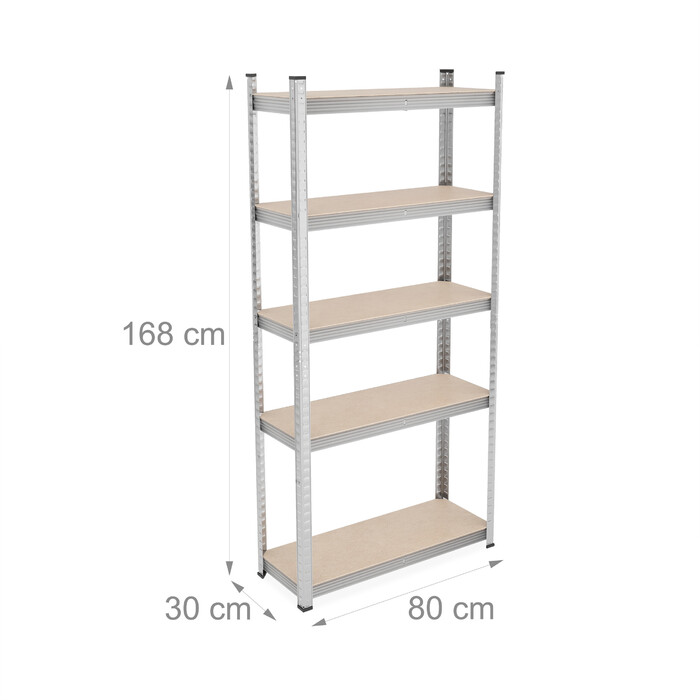 Relaxdays Оцинкована надміцна полиця з 5 ярусами