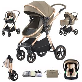 Дитяча коляска Shineey 3 в 1: Buggy, Babybett, Комплект. Легкий, компактний, з алюмінієвим каркасом. Колір: світло-коричневий