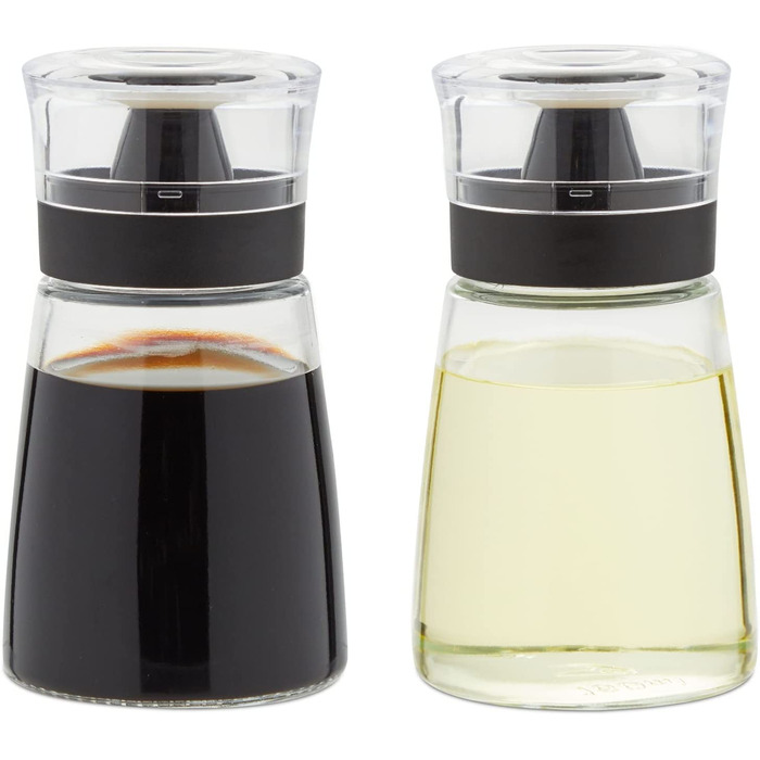 Дозатор оцту і масла Juvale (набір з 2 пляшок) - пляшка з високоякісного скла з чорною пластиковою кришкою-герметична, Tro