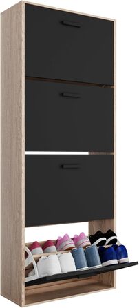 Шафа для взуття CASABEL на 24 пари – велика шафа для прихожої, 60 x 24 x 150 см, біле світле дерево