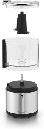 Подрібнювач WMF Küchenminis Cromargan матовий, компактний електричний подрібнювач з однією кнопкою, контейнер 0.3л, 65 Вт, пластик