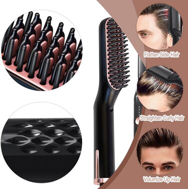 Електрична щітка для випрямлення бороди Bartglätter для чоловіків 3 в 1, 3 температурні режими, швидкий нагрів за 30 секунд, для дому та салону