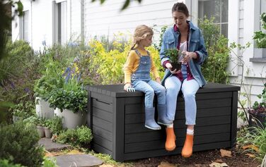 Ящик для зберігання Keter Blackwood 623л, чорний - водонепроникний, з газовими амортизаторами, витримує до 272 кг