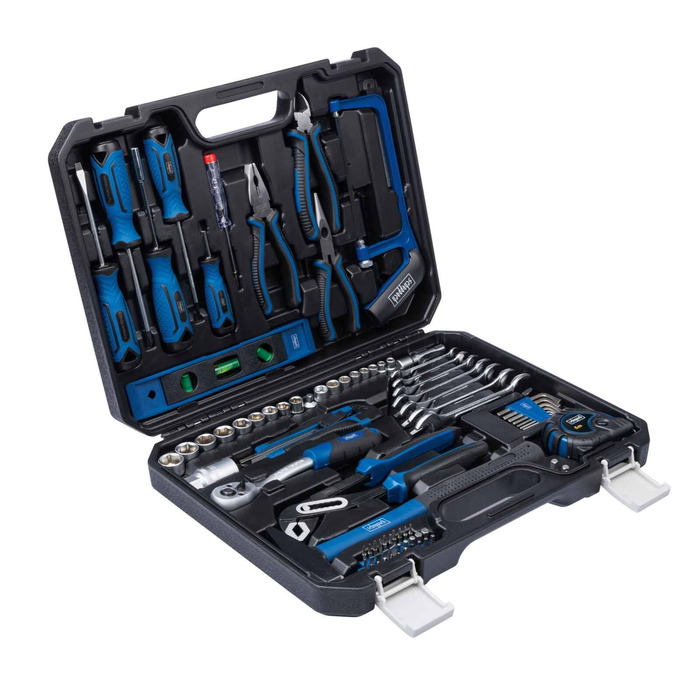 Набір інструментів Scheppach WZK120 (97 предметів) в кейсі з міцного пластику: викрутки, біти, шестигранники, ручний інструмент з гумовими ручками