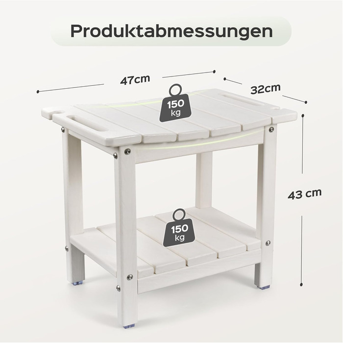 LyriFine Дюшхокер 47 см HDPE, стілець для душу, з тримачем для душу, 160 кг, для літніх людей та людей похилого віку