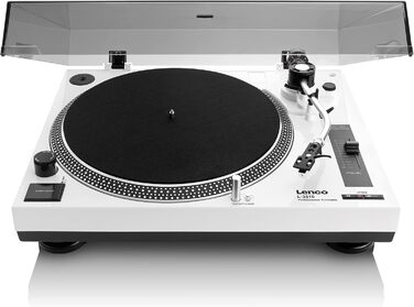 Програвач вінілу Lenco L-3810 з прямим приводом, DJ, 33/45 об/хв, Pitch Control, магнітний звукознімач, підсвічування голки, білий