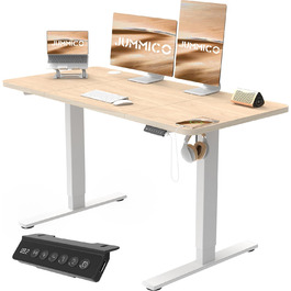 Електричний регульований стіл JUMMICO з USB-портом для зарядки, 120 x 60 см, Бежевий