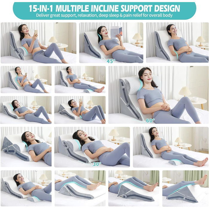 Набір з 4 подушок-валиків ортопедичних з memory foam для спини, для сну, після операції (білий, 3 шт.)