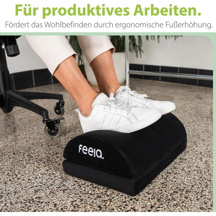 Підставка для ніг під стіл Feela® - ергономічна підставка для ніг, footrest, фотрест для комфорту без підігріву (чорний)